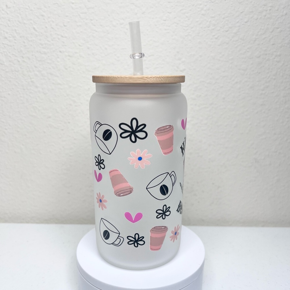 Nightmare Before Coffee Skeleton Handmade Libbey Glass Cup - Picture 4 of 5